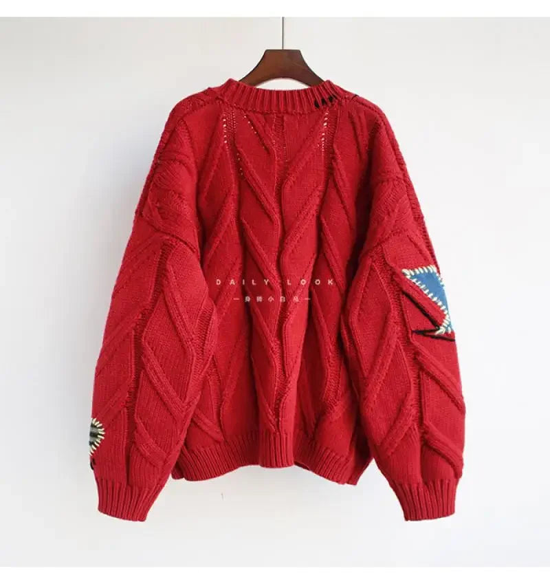 HLJ&GG Winter Embroidery Knit Sweater Coats Two Piece Sets Women Button Long Sleeve Top And Plaid Aline Skirts Outfit Streetwear