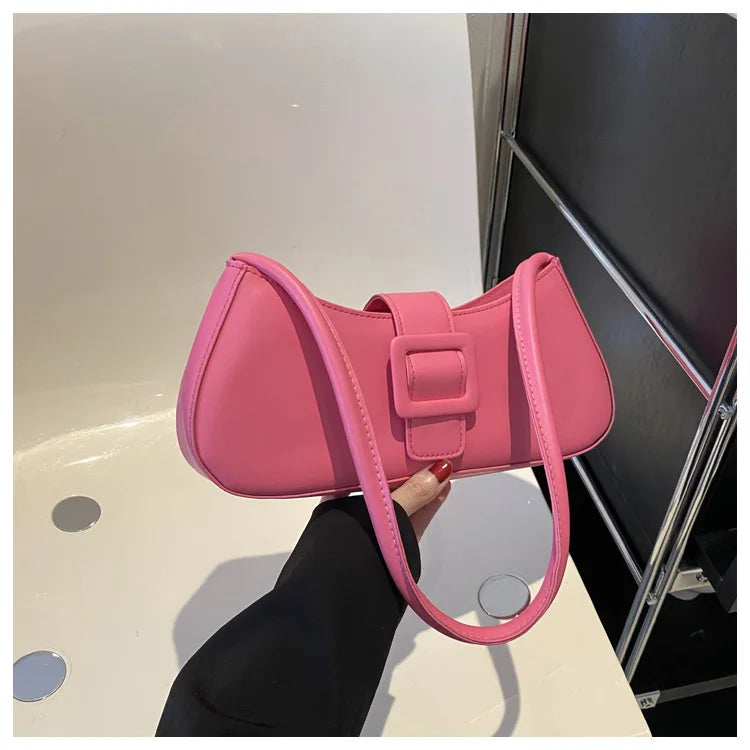 Fashion Solid Women's Shoulder Bag Artificial Leather Square Underarm Bags Ladies Handbags For Daily Used and Gift