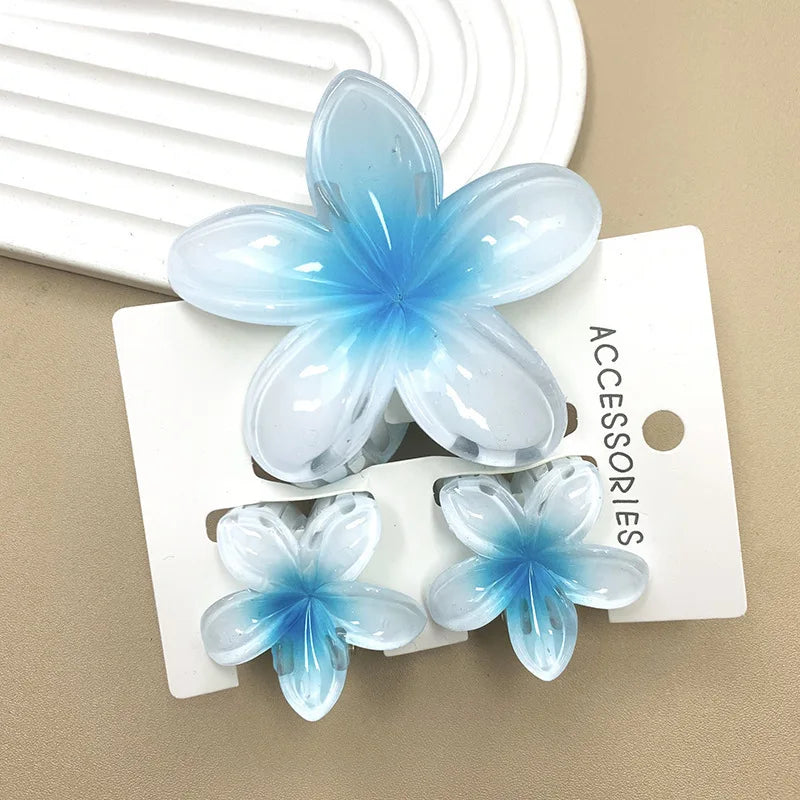 Summer Hawaiian Flower Hair Claw Clip Fashion Plastic Flower Hairpins Ponytail Clips Barrettes Beach Hair Accessories Headwear