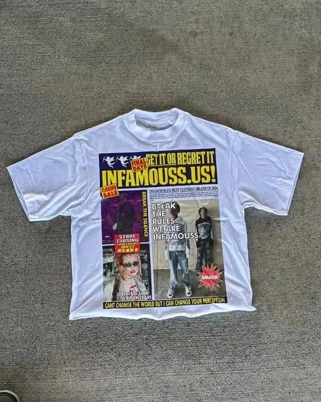 Summer American Alphabet Print Graphic T-shirt Y2k Top Oversized T-shirt Harajuku Goth Street Retro Men Hip Hop Women T-shirt