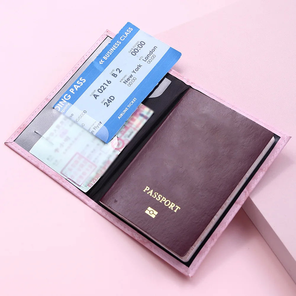 Women Cute Leather Passport Cover Air tickets For Cards Travel Passport Holder Wallet Case Travel Accessory Credit Card Holder