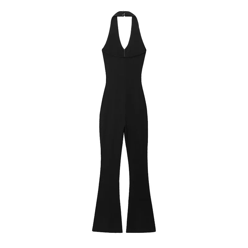 MUJER 2025 Long Jumpsuit Flared Fitness Jumpsuits for ladies Black Summer Jumpsuit Sexy Sleeveless Backless Overalls