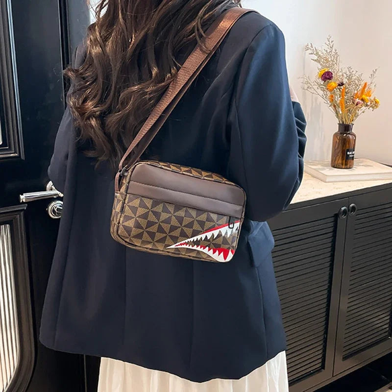 Creative Shark Mouth Crossbody Bag Simple Coin Purse Mobile Phone Bag Casual Fashion Crossbody Large Capacity Small Square Bag