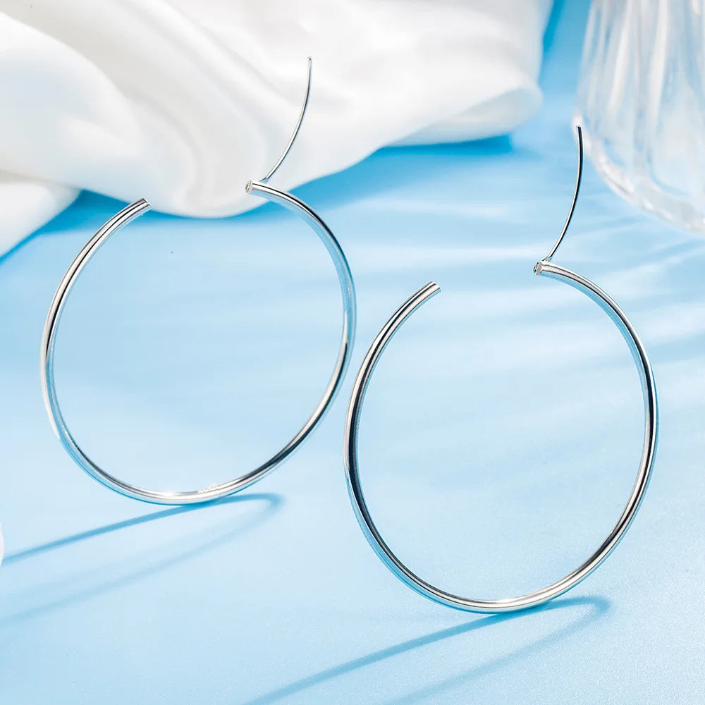 3/4/5/6CM Round Hoop Earrings 925 Sterling Silver For Women Party Luxury Jewelry Accessories 2024 Trend Argent 925 Jewellery