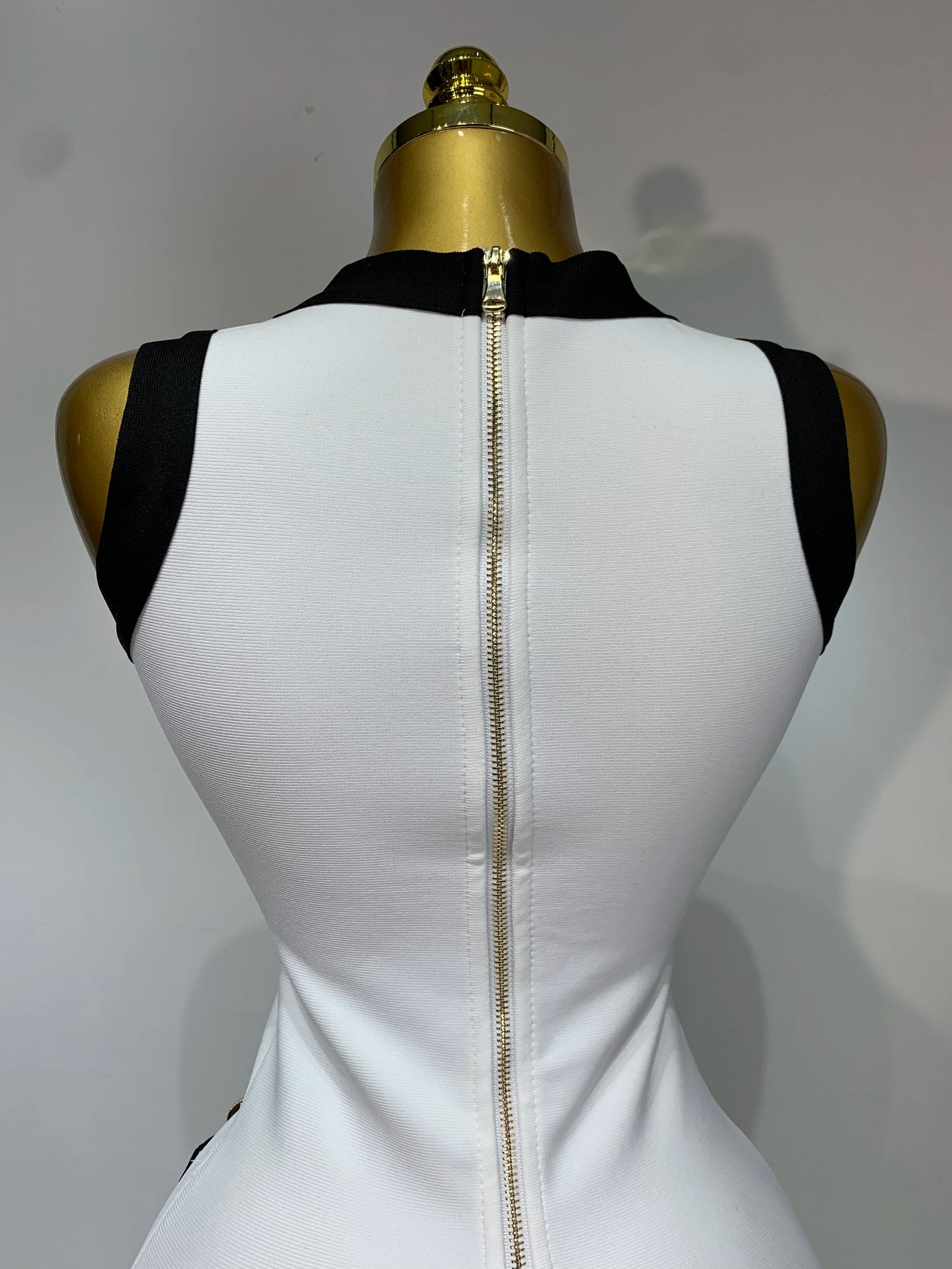 Women Sexy Backless Black White Button Mini Bandage Short Dress Celebrity Elegant Evening Party Holiday Club Dress