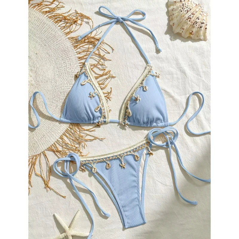 Sexy Halter Triangle Bikini set for Women Side Tie Swimsuit Strappy Beachwear Perfect for Summer Vacation