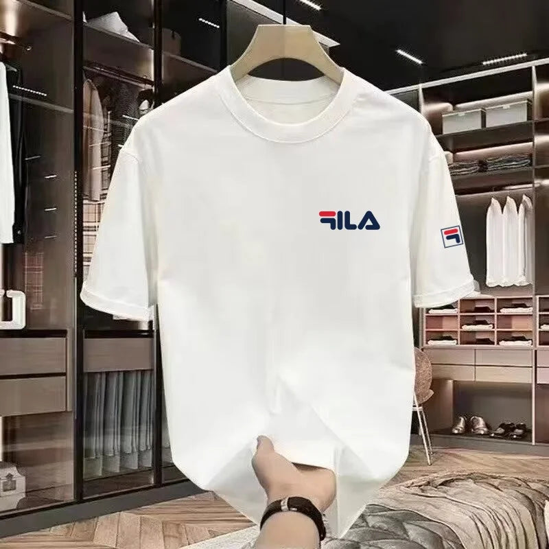 2025 summer new trendy cool family T-shirt, fila, pure cotton short sleeves
