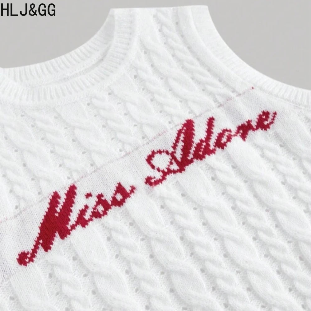 HLJ&GG Fashion Knitting Printing Tank Top Two Piece Set Women Sleeveless Slim Crop Vest+Leopard Side Bandage Mini Skirts Outfits