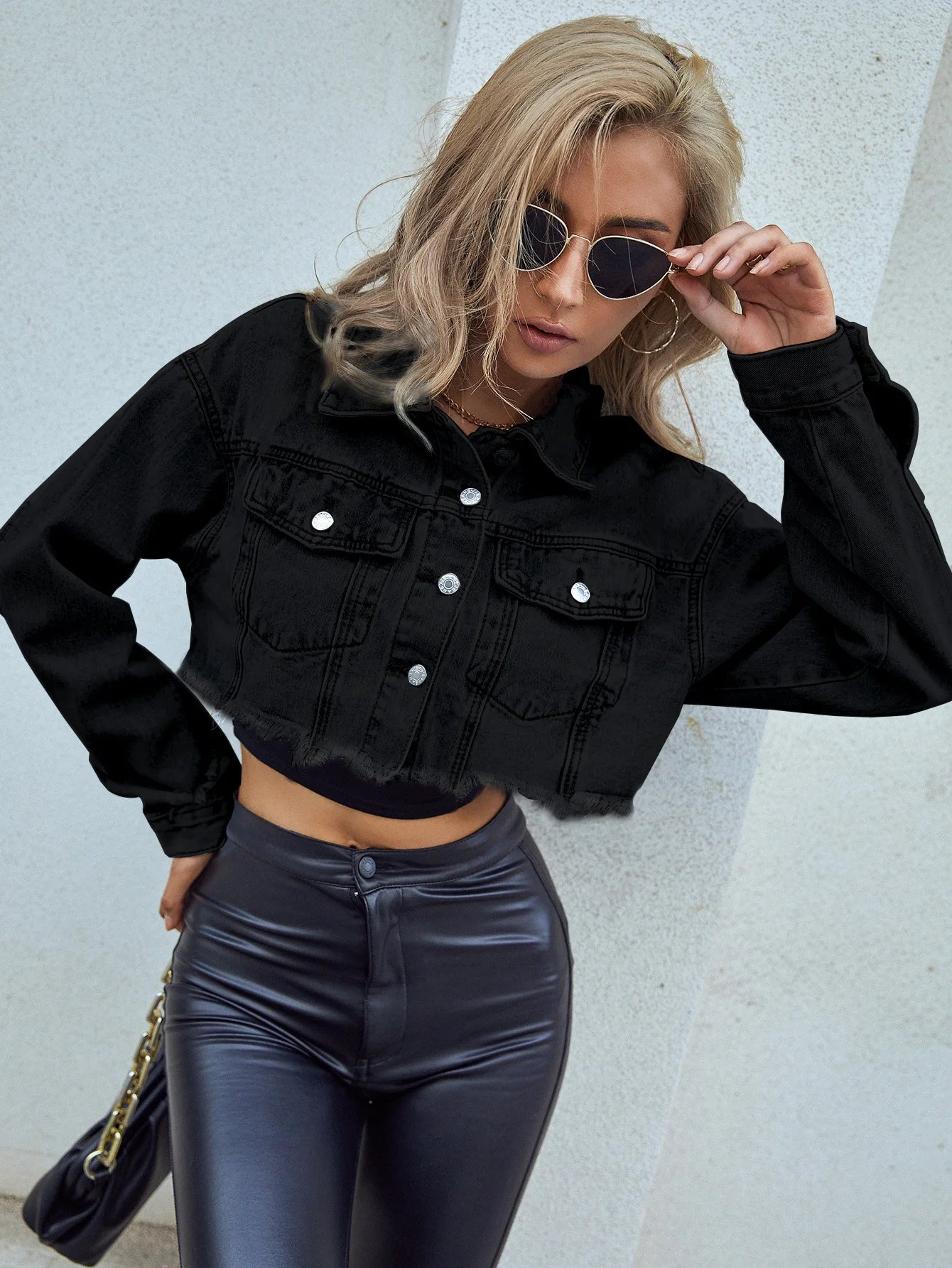 Women Clothing Single Breasted jeans Coat Long Sleeve Turn Down Washed Jackets Loose Fit Cardigan Streetwear Solid Pockets