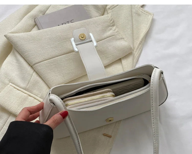 Fashion Solid Women's Shoulder Bag Artificial Leather Square Underarm Bags Ladies Handbags For Daily Used and Gift