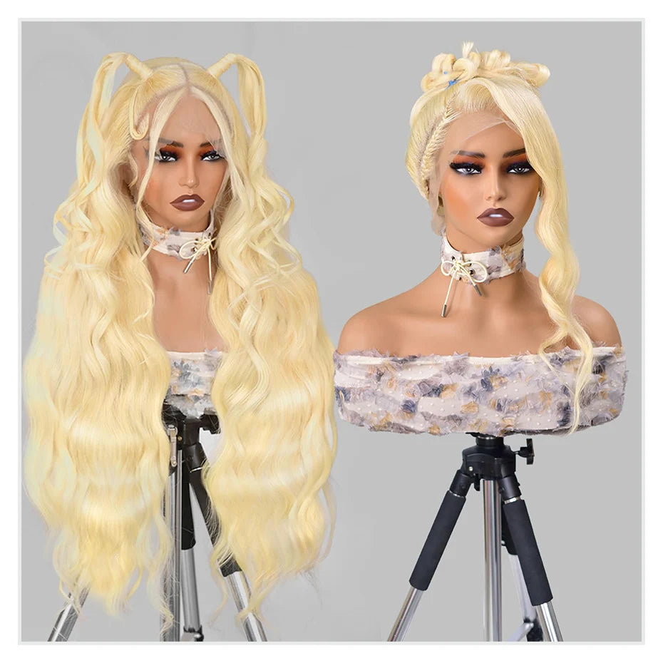 Cyan Blue Body Wave Human Hair Wigs Vietnamese Raw Hair 13x6 HD Lace Frontal Wig Blonde 613 Lace Front Human Hair Wigs For Women