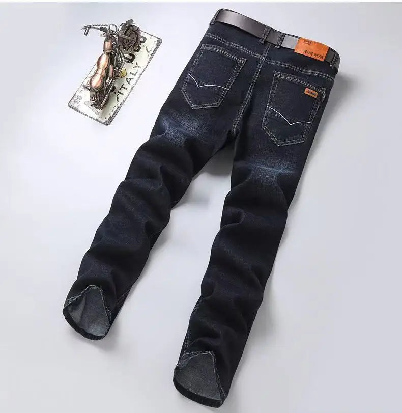 2025 Spring/Summer New Men's Jeans Micro Elastic Loose Straight Tube Business Casual Men's Pants Boutique Denim Series