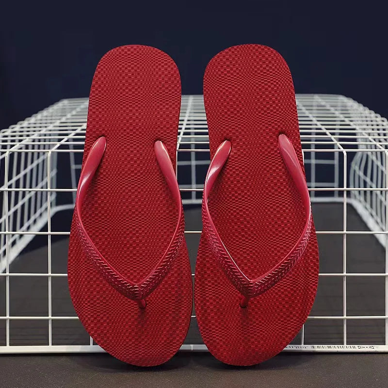 Solid Color Non-slip Leisure Couple Slippers Women Summer Beach Slippers Outdoor Women Flip Flops Breathable Beach sandals women