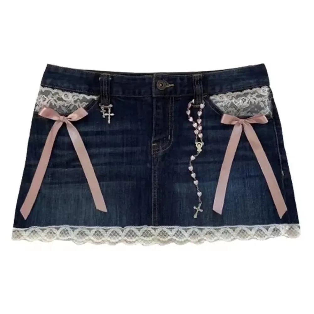 2025 Harajuku Oversized Star Pattern Rivet Y2k Goth Skirt High Waist Hip Bag A Line jeans Mini Skirt Sexy Girl Streetwear Skirts