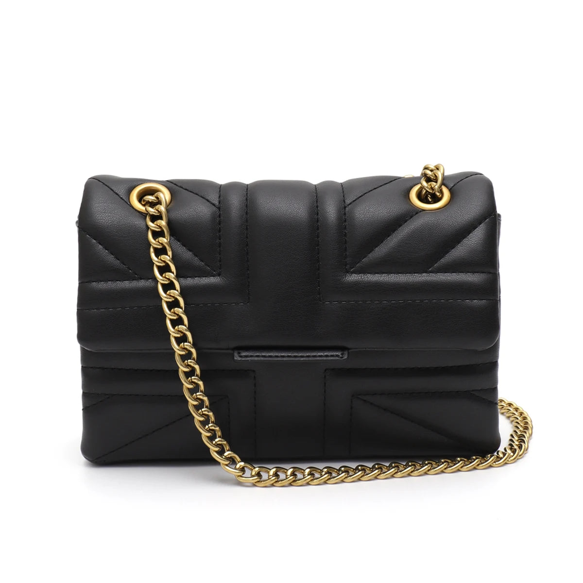 CR Fashion Metallic PU Vegan Leather Handbag For Women Luxury Quilted Flap Messenger Shoulder Bag Long Chain Purse Daily Travel