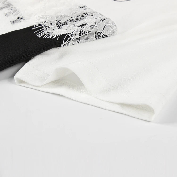 STYLISH LADY Lace Letter Printed 2 Piece Set Women Short Sleeve Crop Top and Mini Skirt Suits 2025 Summer Sexy Club Party Outfit