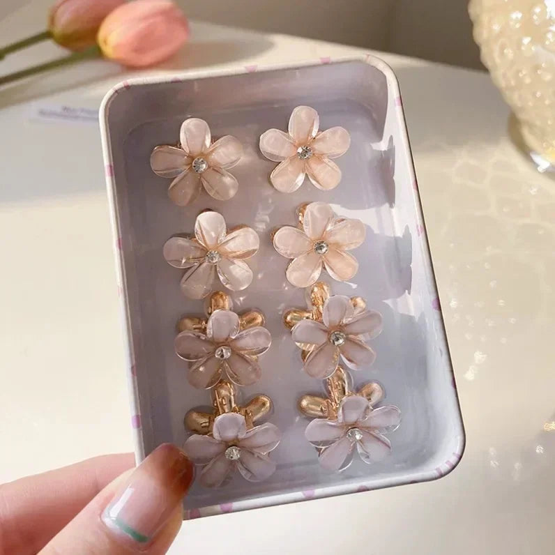 1/10pcs Cute Mini Flower Hairclip Claws Women Girls Colorful Opal Hairpins Sweet Small Barrettes Accessories