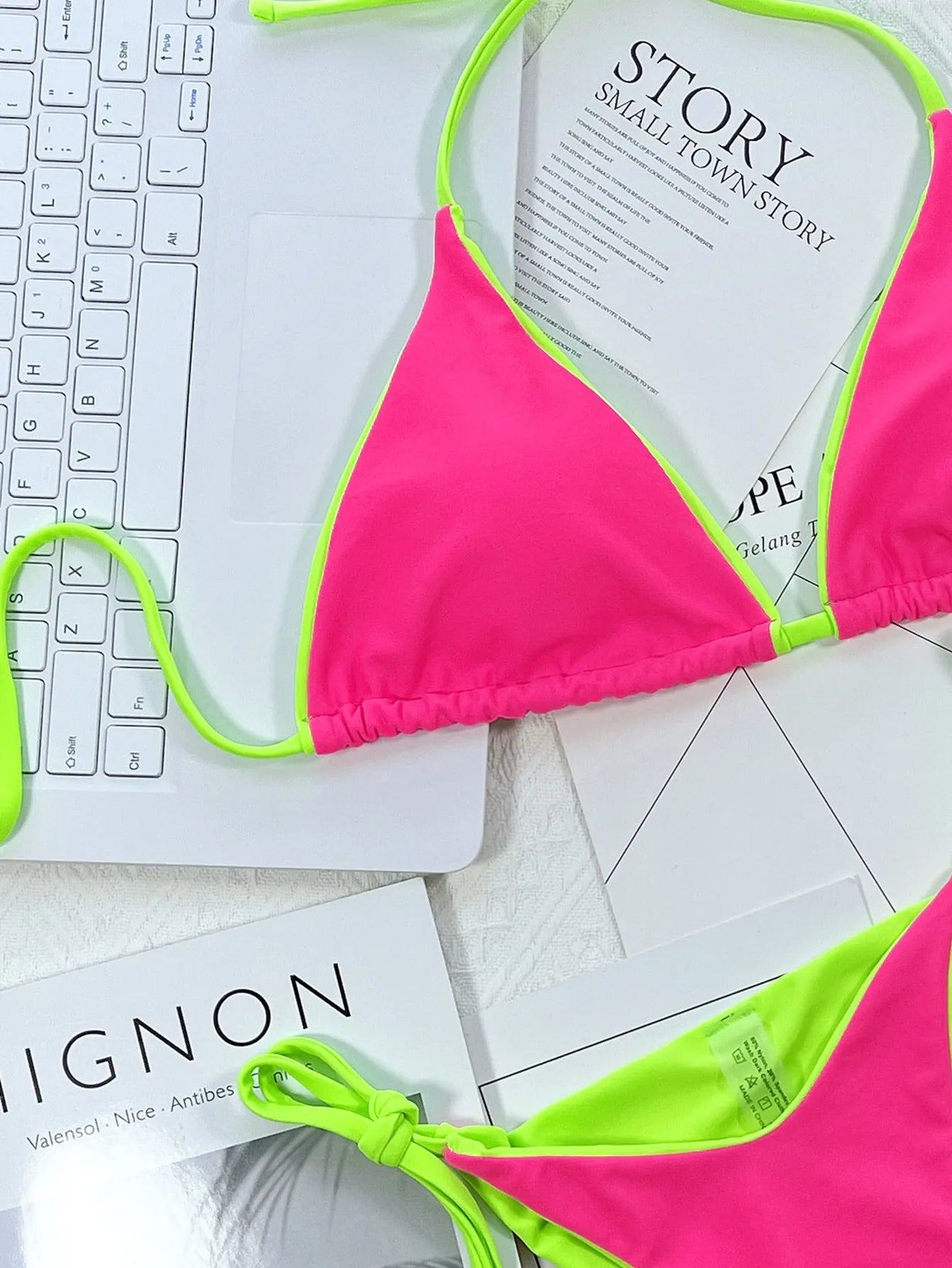Una-Shop Neck Hanging Bikinis Sets With Adjustable Straps Swimsuit For Women Summer Beach Swimming Pool Party Bikini Swimwear