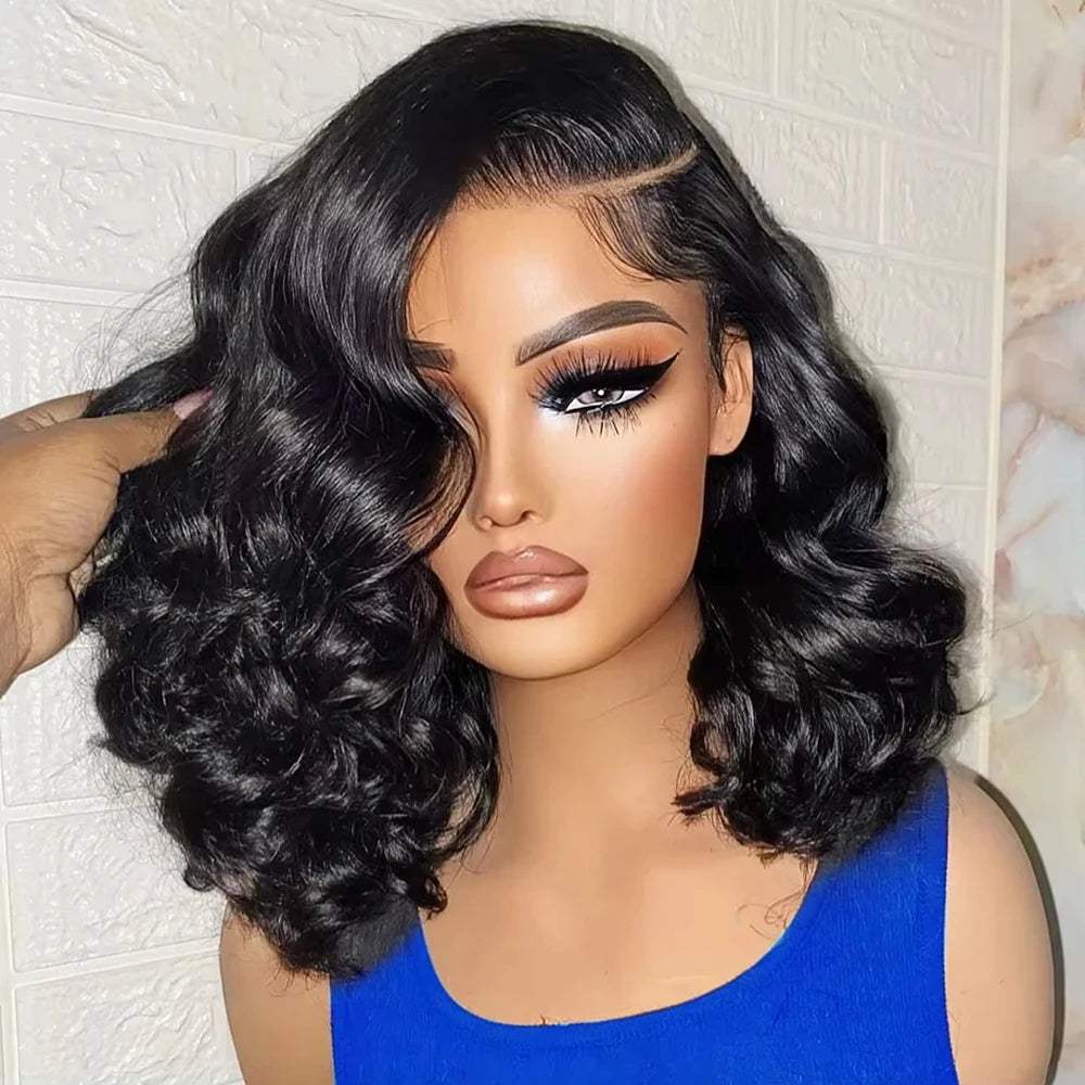 Body Wave Bob Wig 13x6 Transparent Hd Lace Frontal Wig Brazilian Virgin Remy Water Wave 13x4 Glueless Human Hair Wig 250 Density