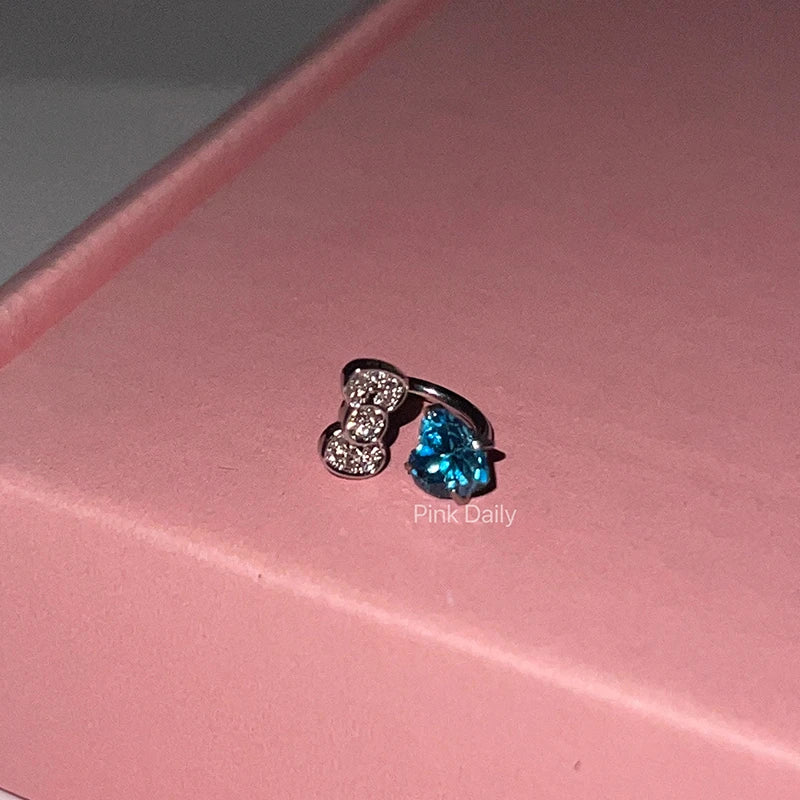1PCS 1.2mm Bowknot Ring Stainless Steel Ear Bone Nail Shiny Screws Earrings Y2K Hottie Cochlea Piercing Body Jewelry