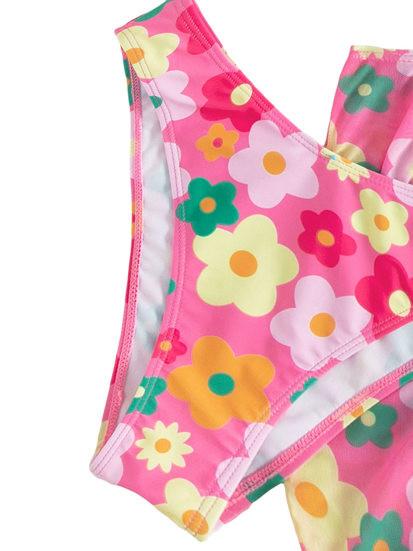 Women 3pcs Swimsuit Set Floral Sleeveless Push Up Bra and Elastic Briefs Cover Up Skirt Beachwear Bathing Suit