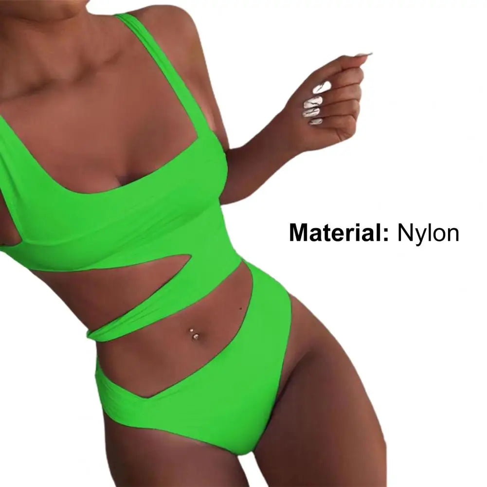 One Piece Women Swimsuit Sexy Stain Resistant Shoulder Strap Bikini Set Slim Fit Push Up Summer Beachwear For Holiday