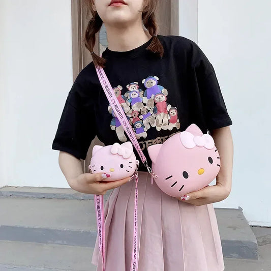 Bags for Women Hello Kitty Crossbody Bag for Girls Pink White Cute Bow Kawaii Bag Small 3D Shoulder Bag Bolsas Para Mujeres