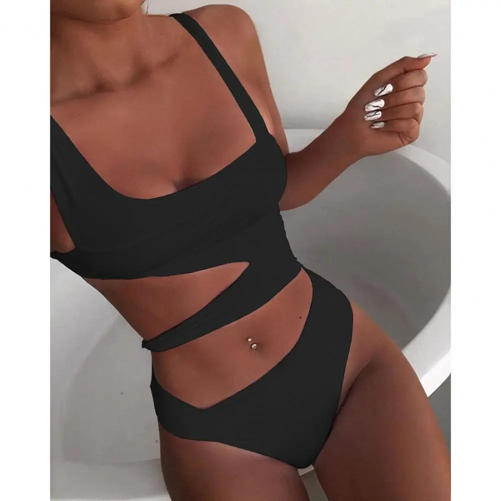 One Piece Women Swimsuit Sexy Stain Resistant Shoulder Strap Bikini Set Slim Fit Push Up Summer Beachwear For Holiday