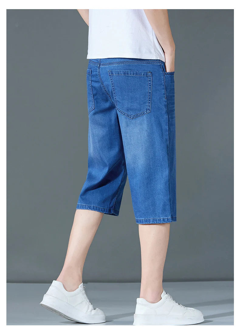 denim shorts, seven-point pants, new style, loose mid-length pants, casual, summer thin men's Troupers, men's jeans
