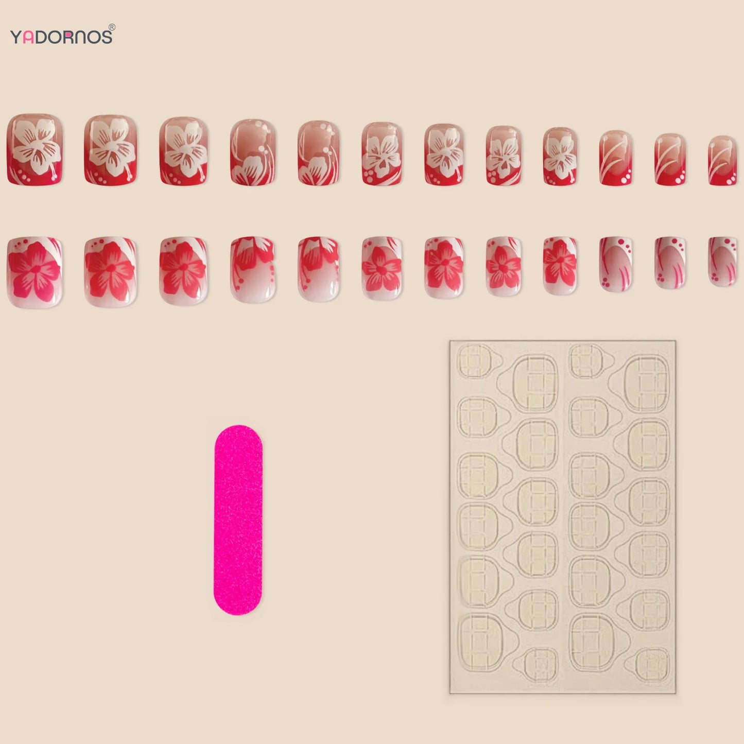 24Pcs Fairy White Flower Fake Nails Pink French Tip Press on Nails Short Square Wearable False Nail for Girls DIY