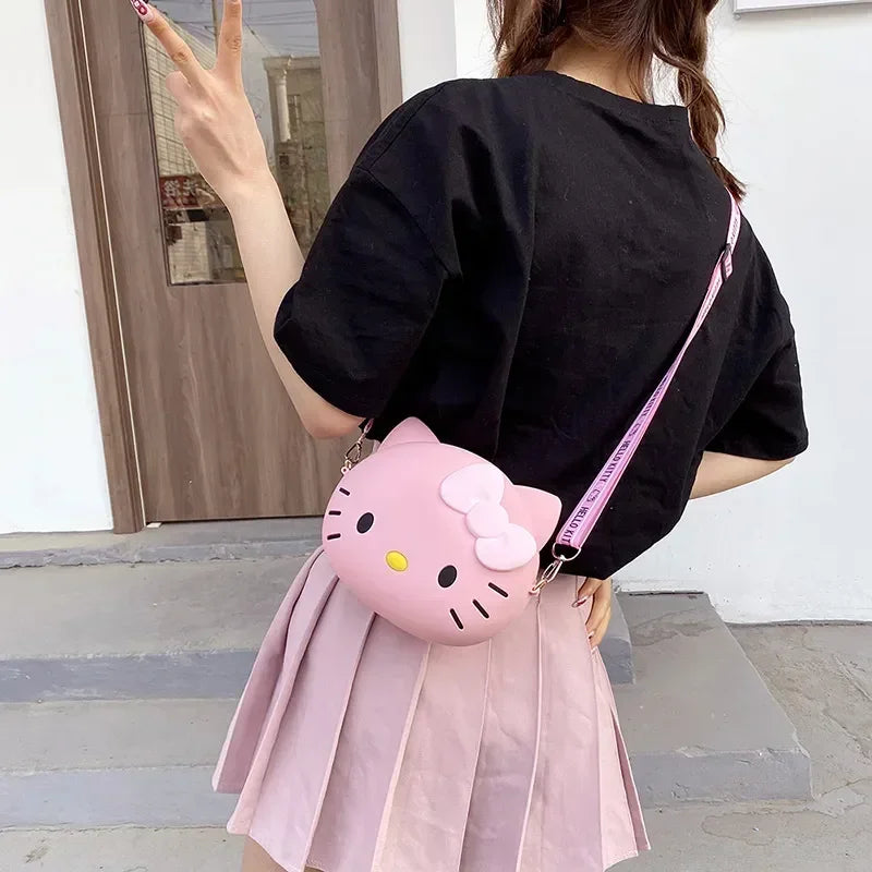 Bags for Women Hello Kitty Crossbody Bag for Girls Pink White Cute Bow Kawaii Bag Small 3D Shoulder Bag Bolsas Para Mujeres