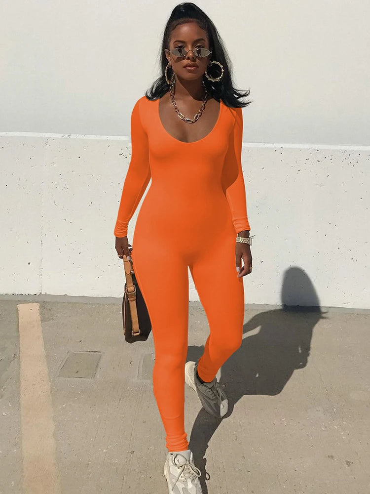 Dulzura Women 2024 Autumn Winter Long Sleeve Bodycon Streetwear Jumpsuit Overall One Piece Outfit Wholesale Items for Business