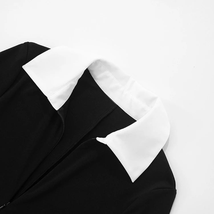 STYLISH LADY Contrast Color Elegant Playsuits 2025 Summer Women Long Sleeve V Neck Bodycon Sexy Club Party Short Rompers