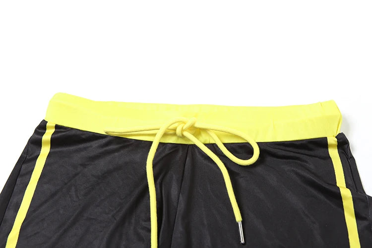 Sisterlinda Casual Summer 2 Piece Set Letter Print Crew Neck Short Sleeve T-shirts+Drawstring Slim Mini Bottoms, lady's Tracksuit