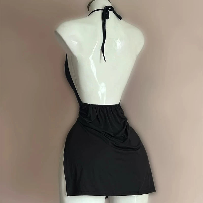 Women's Sexy Home Halter Camisole Dress Summer Spice Girl Dress Y2K Sexy Sleeveless Backless Red Mini Dresses Bodycon Lady dress