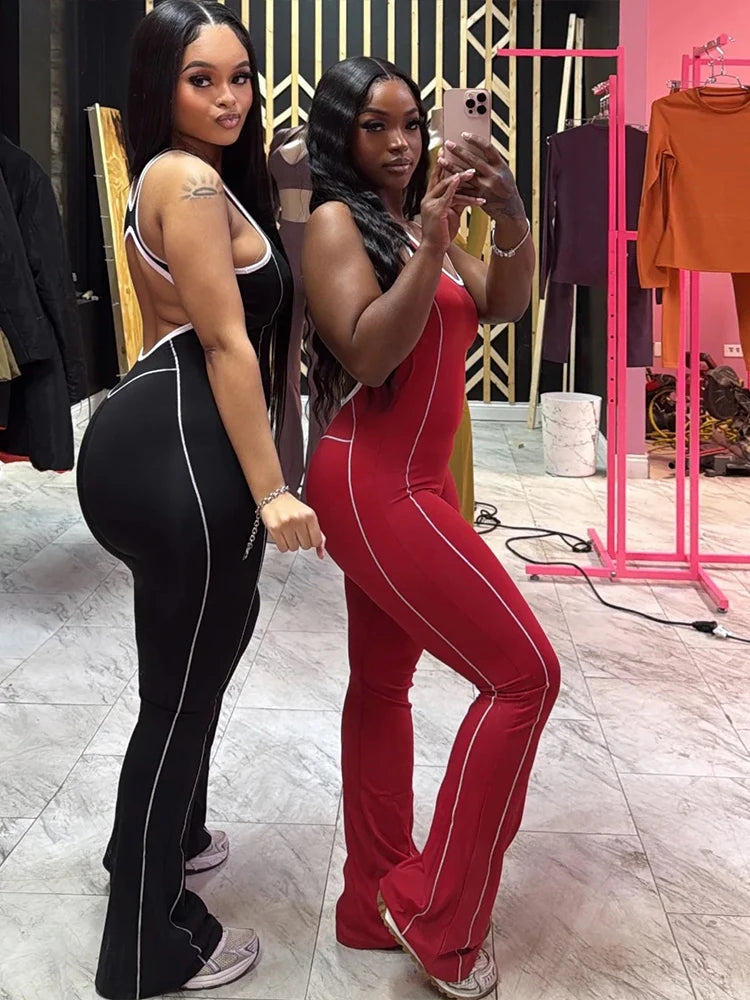 Weird Puss Sporty, lady's Jumpsuits Fitness Casual Summer O-neck Sleeveless Skinny Overalls Active Workou Overall