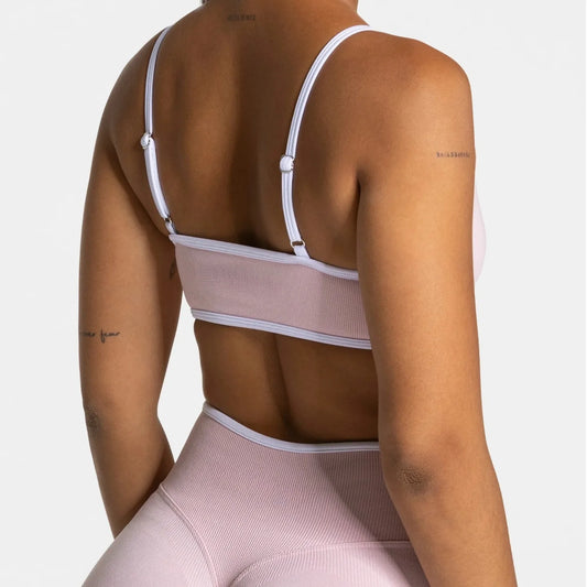 Summer Women's Solid Color Sports Suspender Bra Sexy Backless Knit with Chest Cushion Suspender Yoga Fitness Top