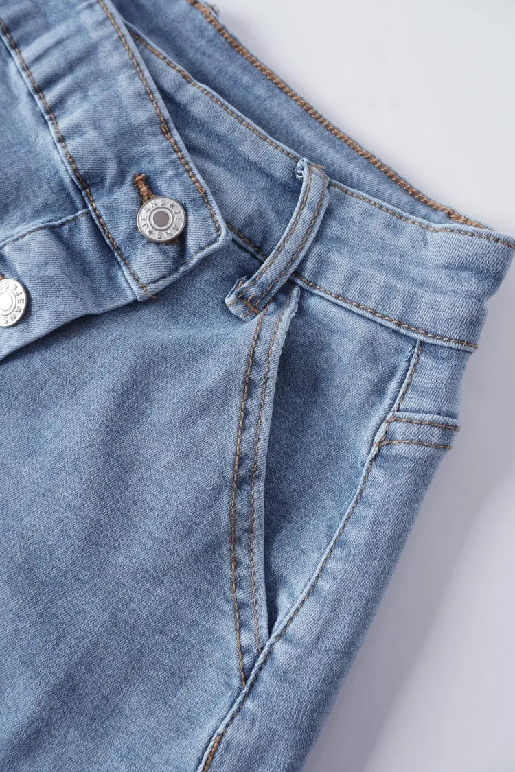 Women's jeans Shorts High Waisted Asymmetric Button Detailing Ideal for Trendy Summer Outfits Casual Occasions