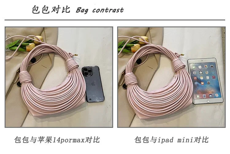 2025 Trendy! Women's Multicolored Woven Knot Handbag - Stylish Crossbody/Top Handle Bag | High-End Texture for Streetwear