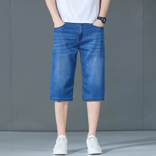 denim shorts, seven-point pants, new style, loose mid-length pants, casual, summer thin men's Troupers, men's jeans