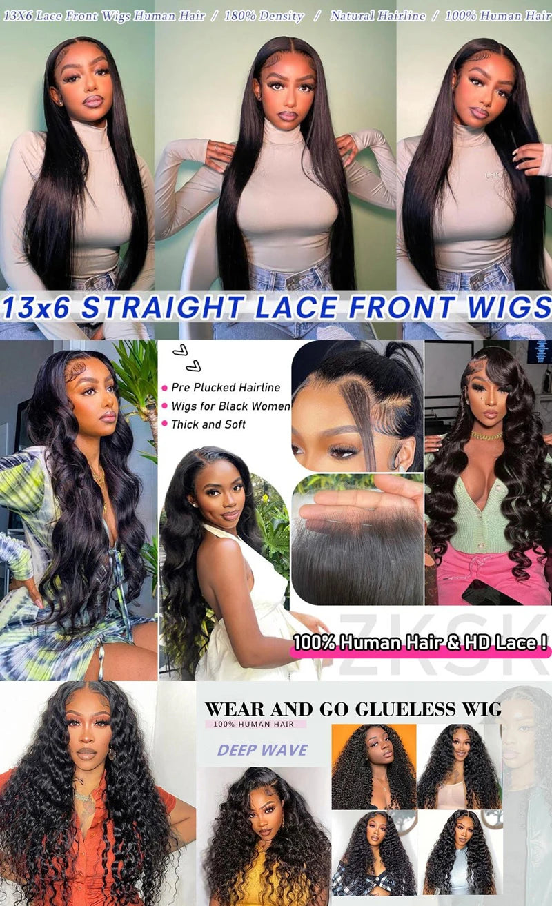 Pre Cut No Glue 4x6 Bone Straight Glueless Wig Human Hair 5x5 Ready To Wear Brazilian Lace Front Wigs For Women Preplucked Bling