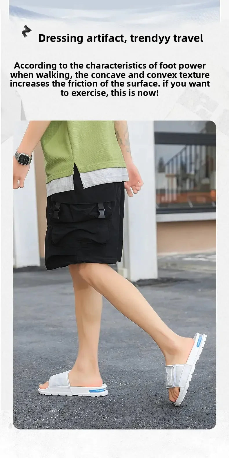 2025 Spring and Summer Trend Fashion Wear Super Soft Slippers Men's Velcro Air Cushion Personality All Casual One Word Slides