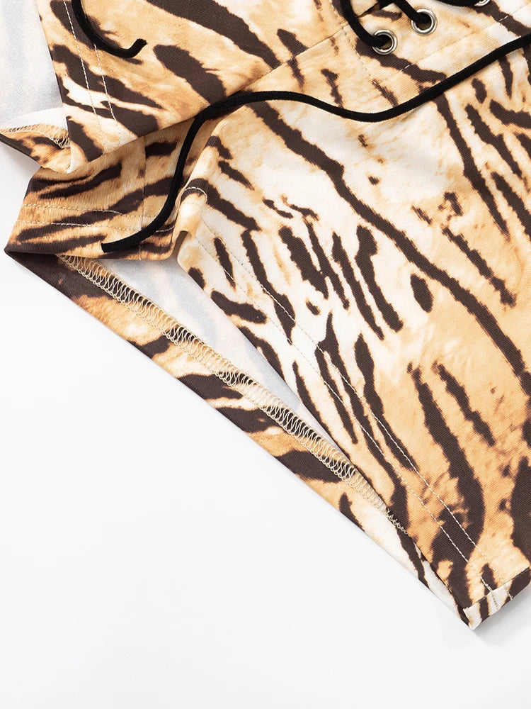 Weird Puss Tiger Stripes Fashion Mini Shorts Women Sexy Bandage Skinny Peach Hip Bottoms Hottie Midnight Hipster Party Outfits