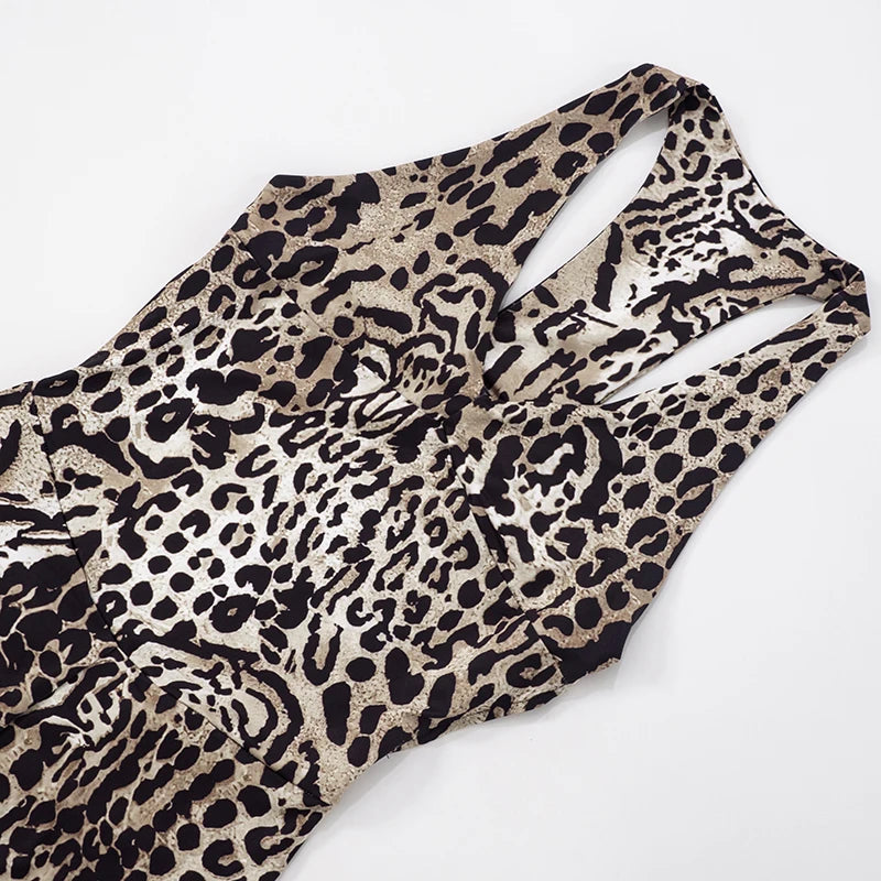 Weird Puss Leopard Print Jumpsuit Women Coquette Summer Trend Midnight Club Activity Sleeveless Fitness Stretch Workout Overalls