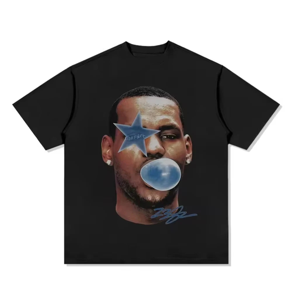 American Professional Basketball Star Sports Tee Shirt Homm Men Clothing Short Sleeve Oversize Printing Pullover T-shirt