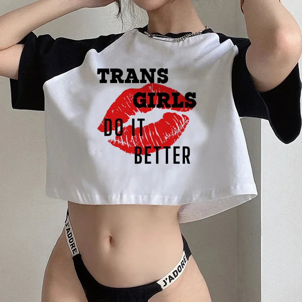90s Femboy fairycore goth crop top Woman gothic manga korean fashion graphic t-shirts cropped