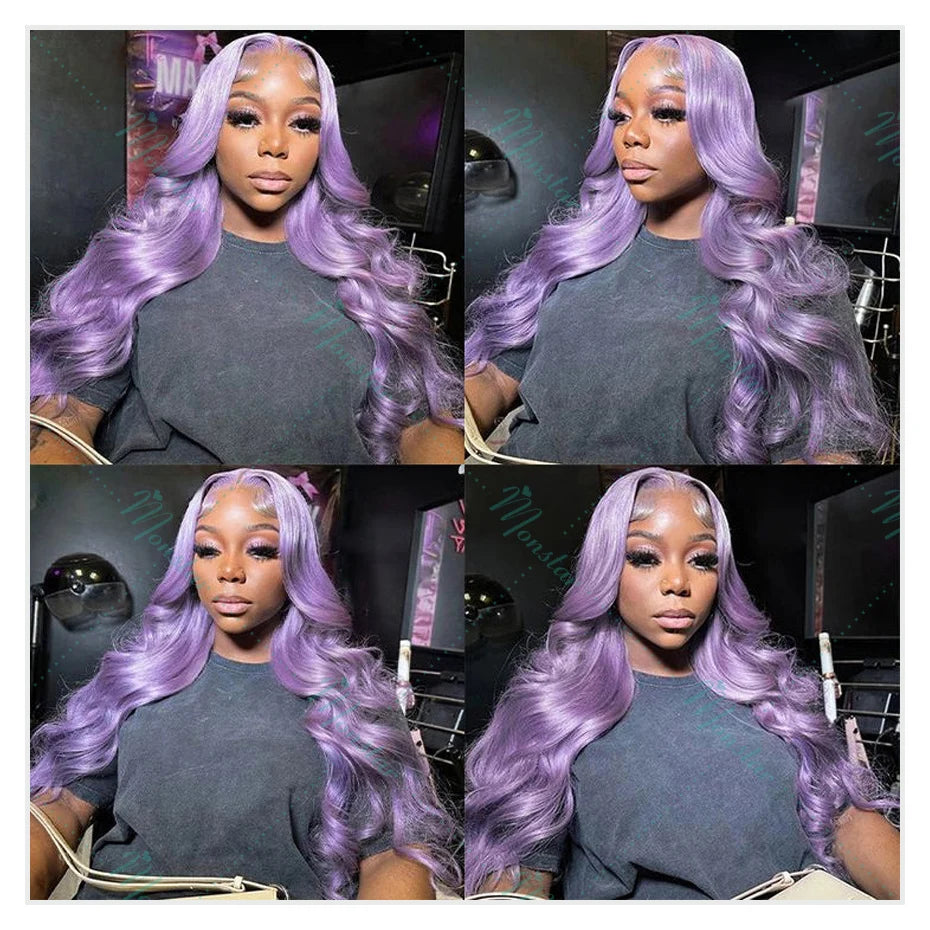 30 40 Inch Lavender Purple Body Wave Lace Front Wigs 613 Colored Human Hair Wigs Pre Plucked 13x6 HD Lace Frontal Wigs for Women