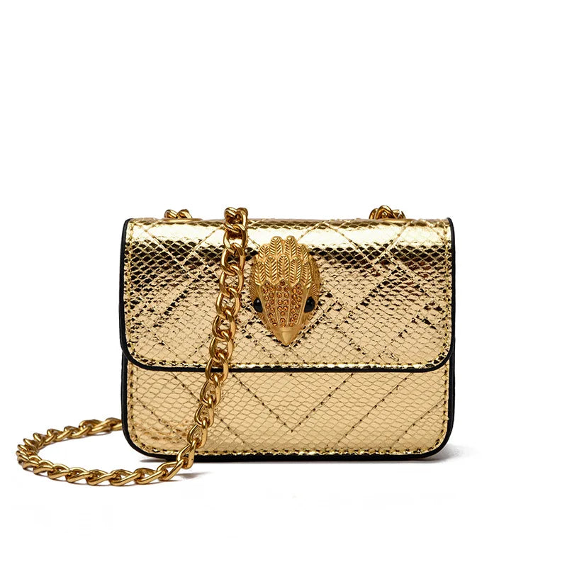 Multicolor Glitter Sequins V Diamond Quilted Mini Square Bag Ladies Eagle Head Lock Gold Metal Chain Crossbody Shoulder Handbag