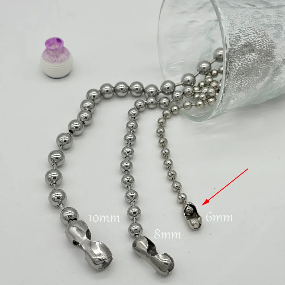 6/8/10mm Stainless Steel Ball Chain Layering Necklace for Women Men Oversize Chunky Chain Choker Grunge Aesthetic Y2K Necklace