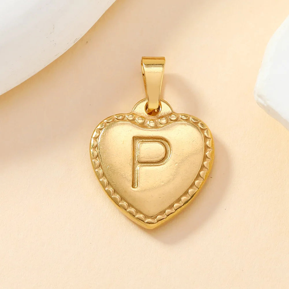 316L Stainless Steel Initial Necklace Letter Heart Pendant Chain For Women Name Jewelry Accessories